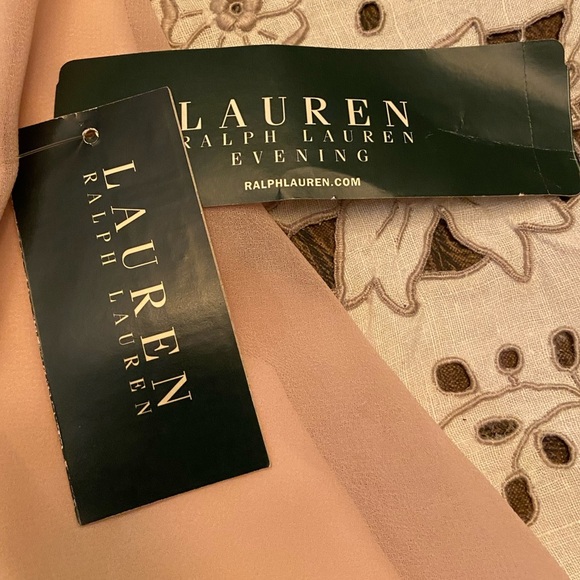 Lauren Ralph Lauren Evening Womens Blush Chiffon Gathered Party Dress Size 16 - Picture 9 of 12